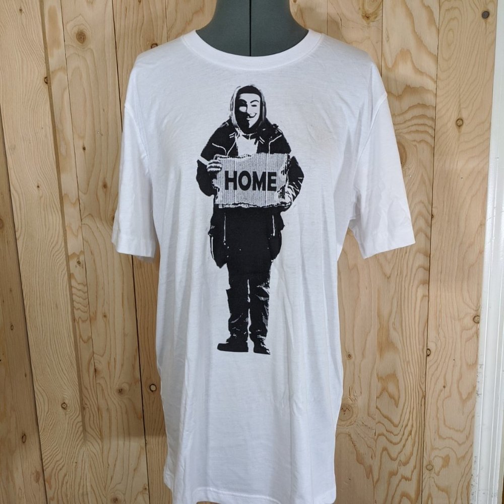 Guy Fawkes "Home" White Graphic Tee L